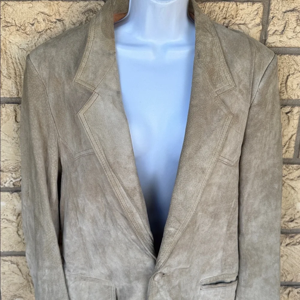 Men's Tan Blazer sports coat, leather size 44 vintage pioneer wear